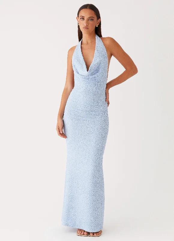 Maxi Dresses with Curved Hem -Anella Maxi Dress - Blue