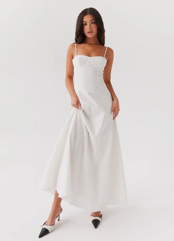 Maxi Dresses with Button Chill -Angelina Linen Maxi Dress - White