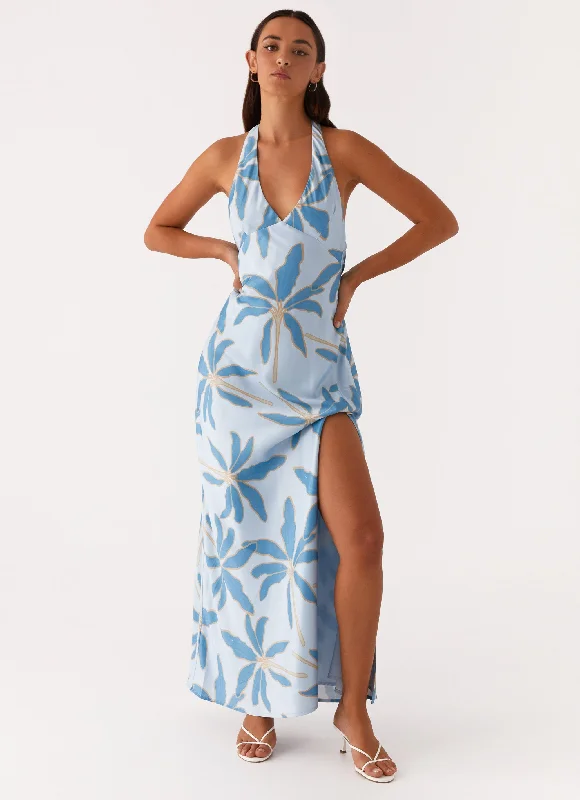 Maxi Dresses in Sheer Chiffon -Angie Maxi Dress - Opulent Blue