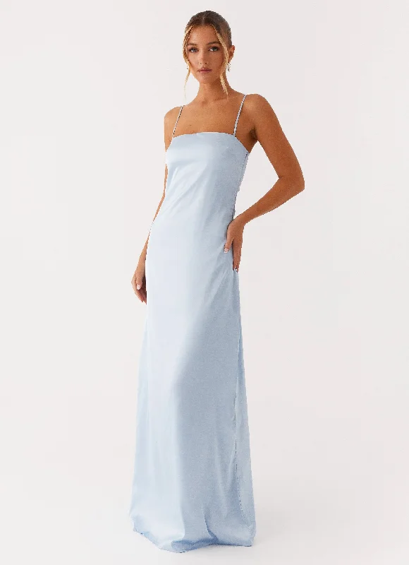 Maxi Dresses with Flounce Edge -Aster Bloom Maxi Dress - Blue