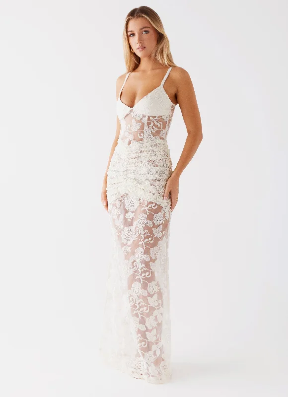 Maxi Dresses in Soft Wool -Bare With Me Maxi Dress - White