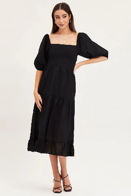 Maxi Dresses for Evening Fun -Black Maxi Dress Linen