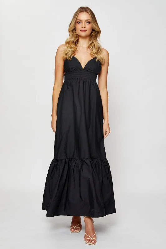 Maxi Dresses for Tall Women -Black Maxi Dress Sleeveless Evening