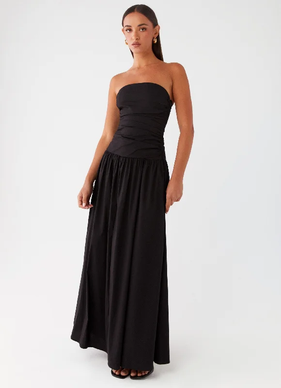 Maxi Dresses with Keyhole Back -Carmel Maxi Dress - Black