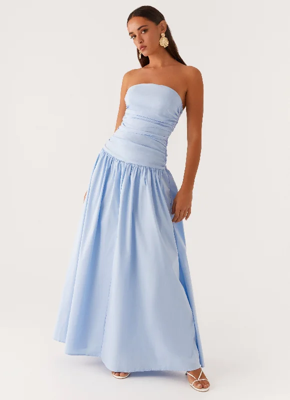 Maxi Dresses with Flared Sleeves -Carmel Maxi Dress - Blue