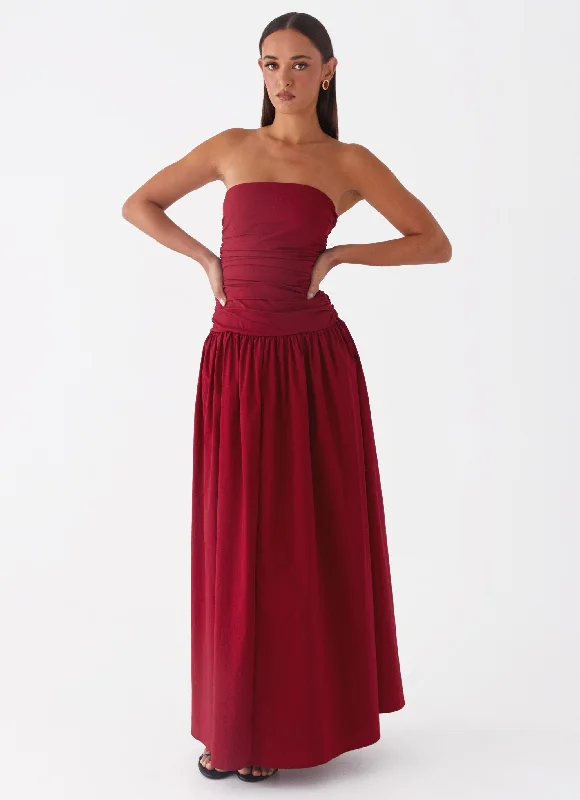 Maxi Dresses for Holiday Brunch -Carmel Maxi Dress - Merlot