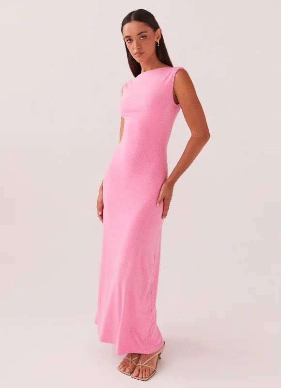 Maxi Dresses with Wrap Front -Celina Maxi Dress - Pink