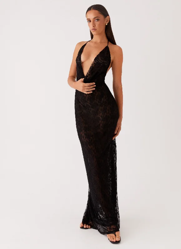 Maxi Dresses for Short Trip -Champagne Coastline Maxi Dress - Black