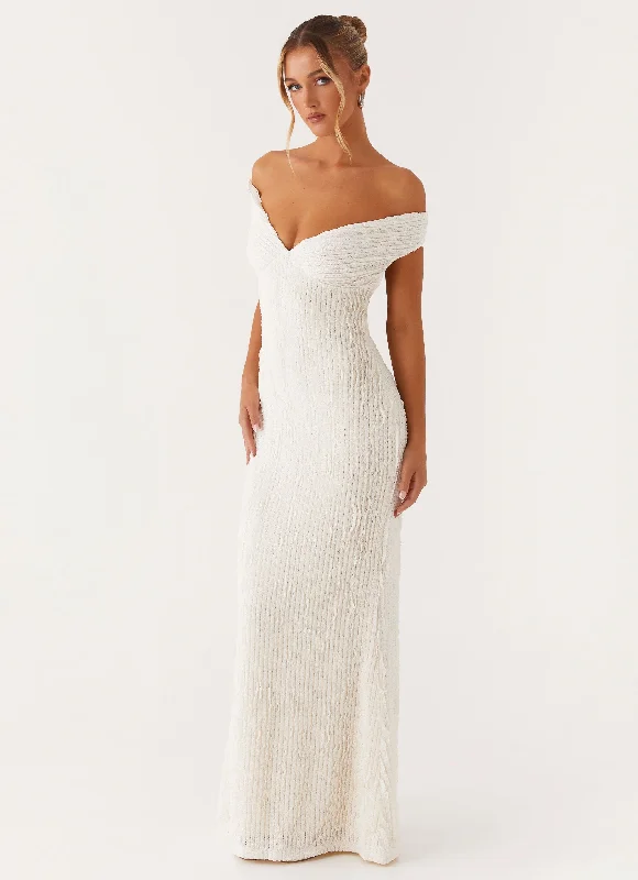 Maxi Dresses in Thin Wool -Chantelle Maxi Dress - Ivory