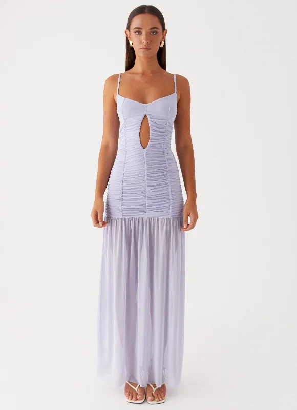 Maxi Dresses with Shift Style -Constance Mesh Maxi Dress - Lavender