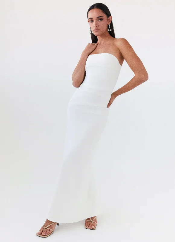 Maxi Dresses for Garden Party -Danielle Strapless Maxi Dress - White