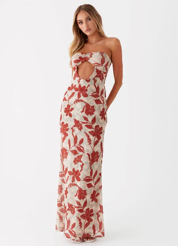 Maxi Dresses for Bridesmaids -Dearest Maxi Dress - Red Green Floral