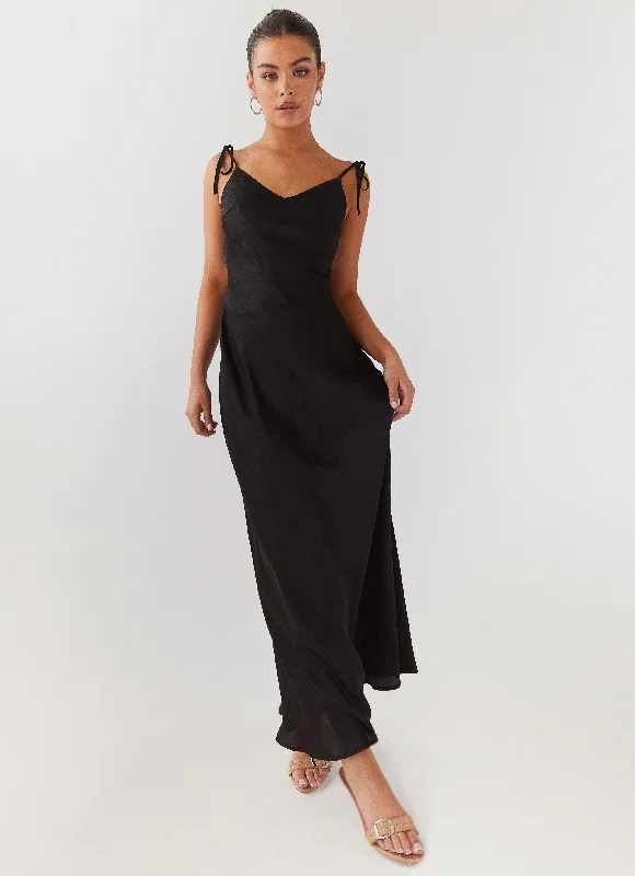 Maxi Dresses with One Shoulder -Desire Dream Satin Maxi Dress - Shadow