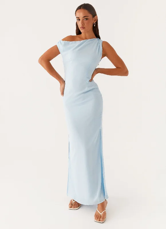 Maxi Dresses in Glitter Finish -Dinner Date Maxi Dress - Blue