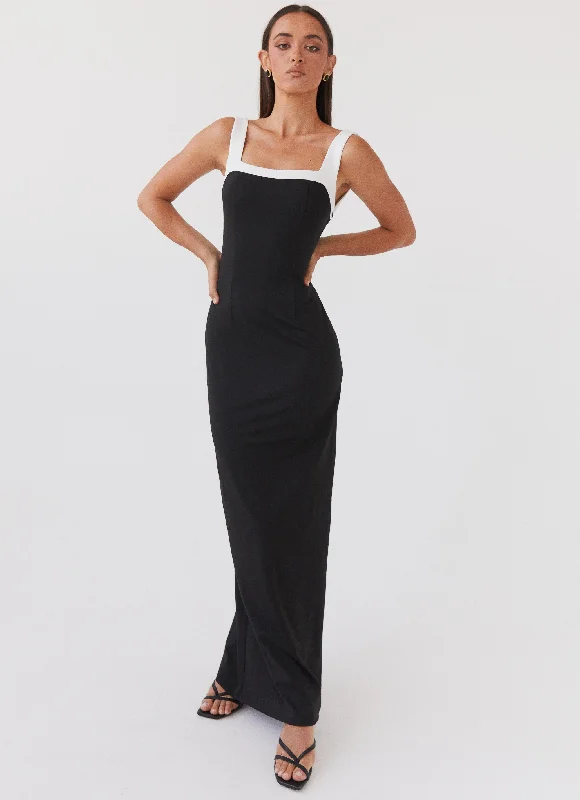 Maxi Dresses in Glitter Finish -Ebonnie Maxi Dress - Black