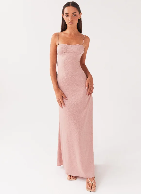 Maxi Dresses with Flared Skirt -Ella Bustier Maxi Dress - Mauve