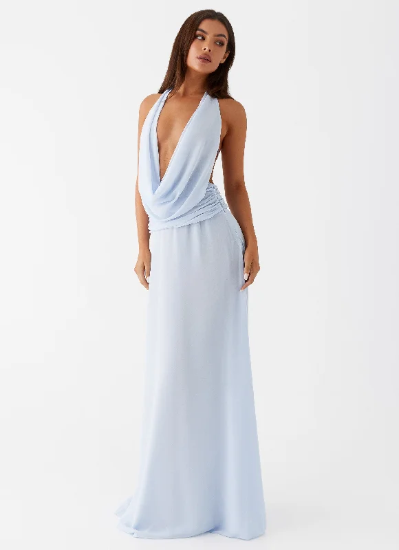 Maxi Dresses for Group Outing -Elysia Chiffon Maxi Dress - Baby Blue