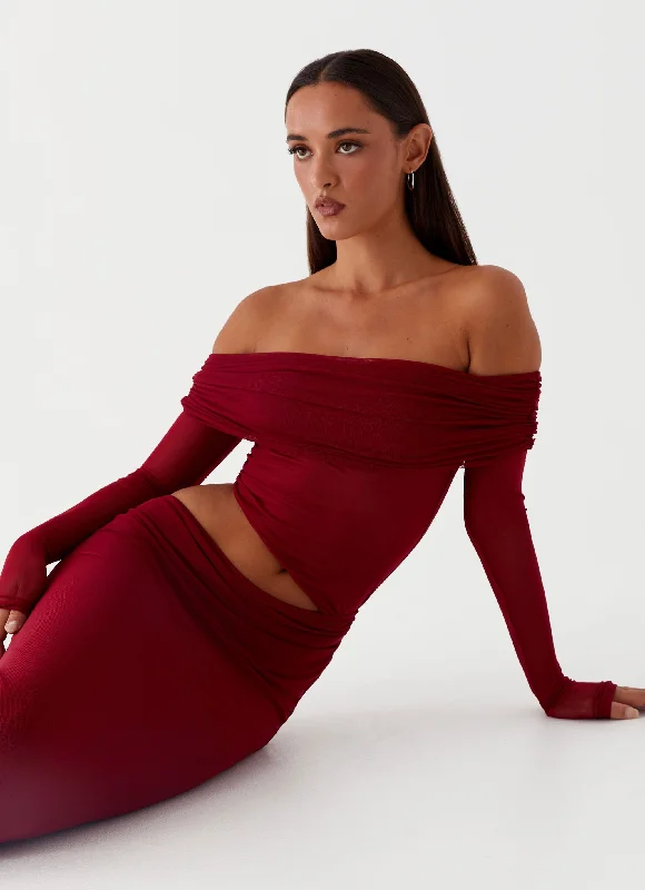 Maxi Dresses for Casual Meetup -Emery Maxi Dress - Cherry Red