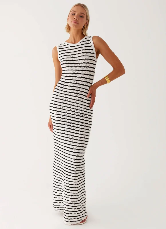 Maxi Dresses in Thin Silk -Happy Desire Maxi Dress - Multi Stripe