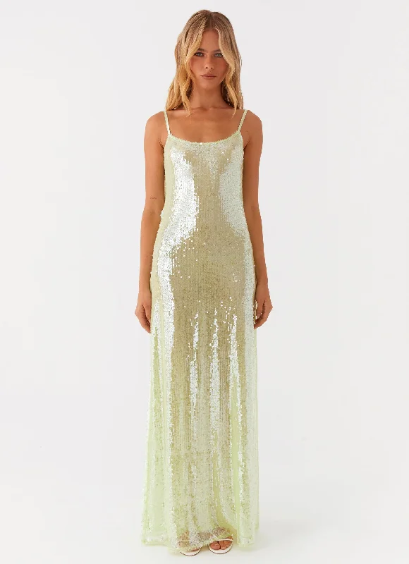 Maxi Dresses for Boat Party -Higher Level Sequin Maxi Dress - Mint