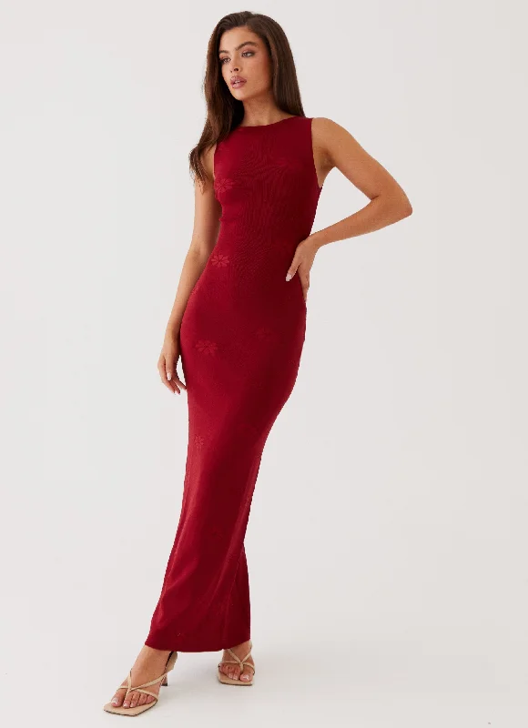 Maxi Dresses for Fall Date -Holly Knit Maxi Dress - Red