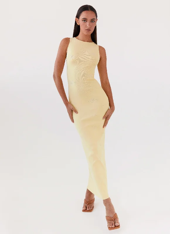 Maxi Dresses for Evening Fun -Holly Knit Maxi Dress - Yellow