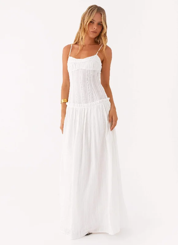 Maxi Dresses with Swing Back -Jacinda Drop Waist Maxi Dress - Ivory