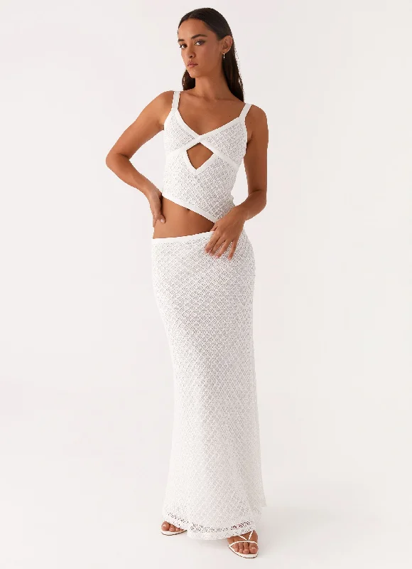 Maxi Dresses in Funky Prints -Jocelyn Maxi Dress - White Crochet