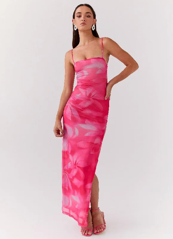 Maxi Dresses in Breezy Cotton -Life In Pink Maxi Dress - Abstract Bloom