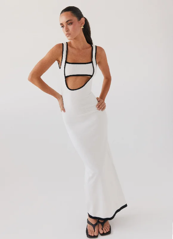 Maxi Dresses in Lightweight Material -Lost In Paris Knit Maxi Dress - White