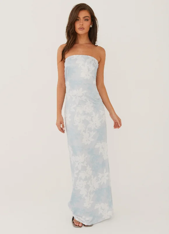 Maxi Dresses for Music Festivals -Love Me More Maxi Dress - Blue Blossom