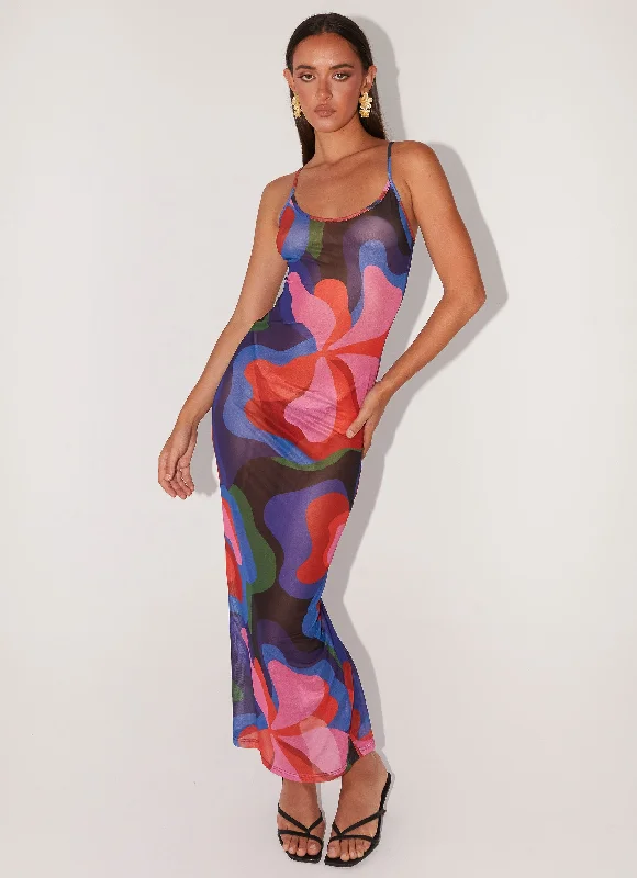 Maxi Dresses in Flowing Style -Love On The Run Maxi Dress - Floral Fantasy