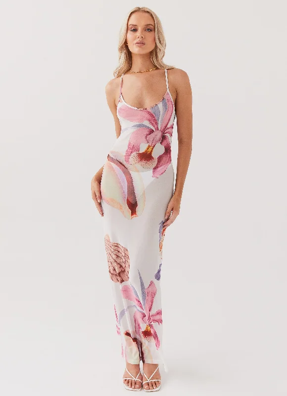 Maxi Dresses in Fine Silk -Love On The Run Maxi Dress - Seaside Bouquet