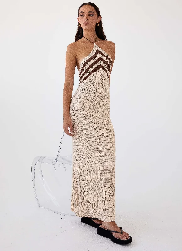 Maxi Dresses in Warm Hues -Masterpiece Knit Maxi Dress - Tiramisu