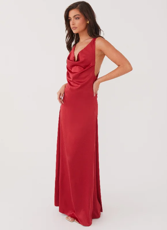 Maxi Dresses with Drop Waist -Musa Maxi Dress - Cherry Red