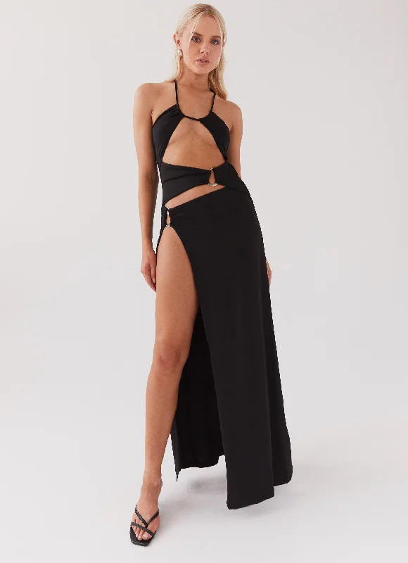 Maxi Dresses with Shift Edge -My Mayhem Cut Out Maxi Dress - Black