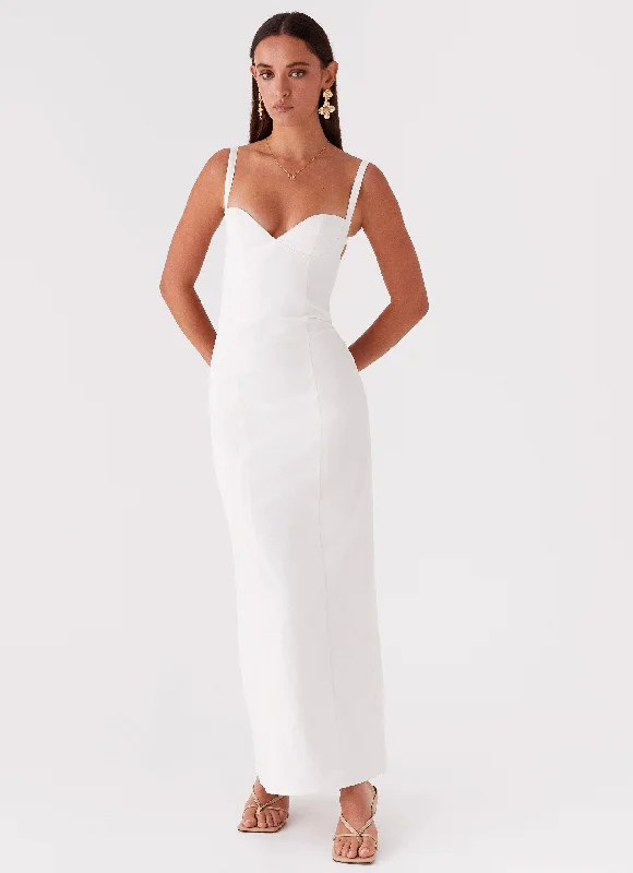 Maxi Dresses with V-Back -Naomi Backless Maxi Dress - Off White