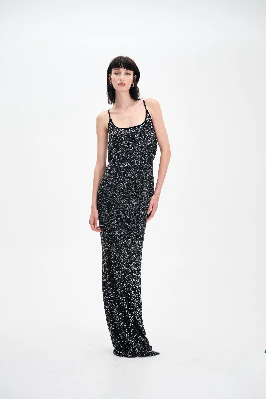 Maxi Dresses with Draped Sleeves -NATASHA SEQUINS MAXI DRESS