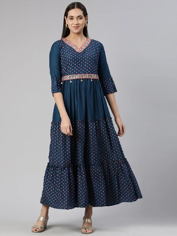 Maxi Dresses for Night Outing -Neeru's Ethnic Motifs Ethnic Maxi Dress