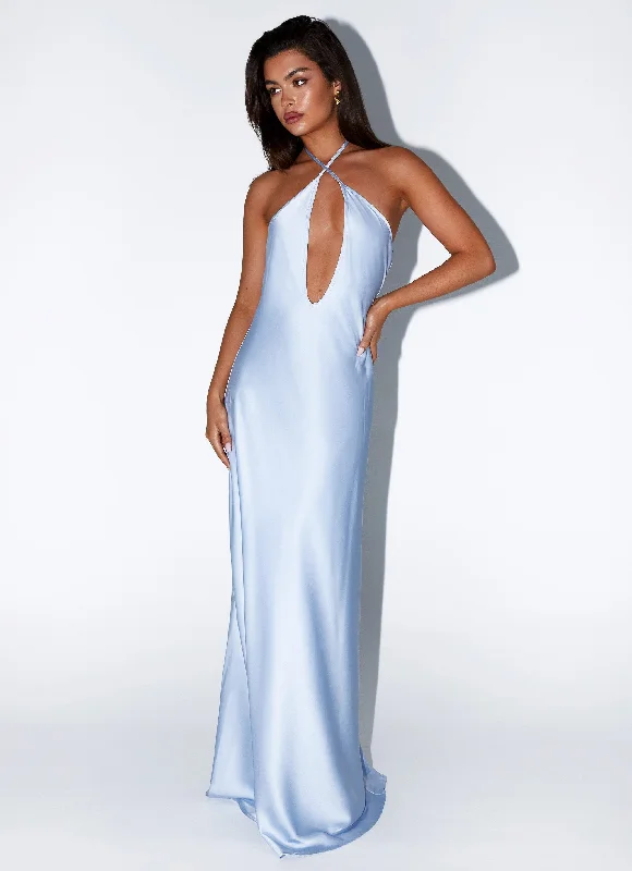 Maxi Dresses for Team Party -Noir Symphony Maxi Dress - Ice Blue