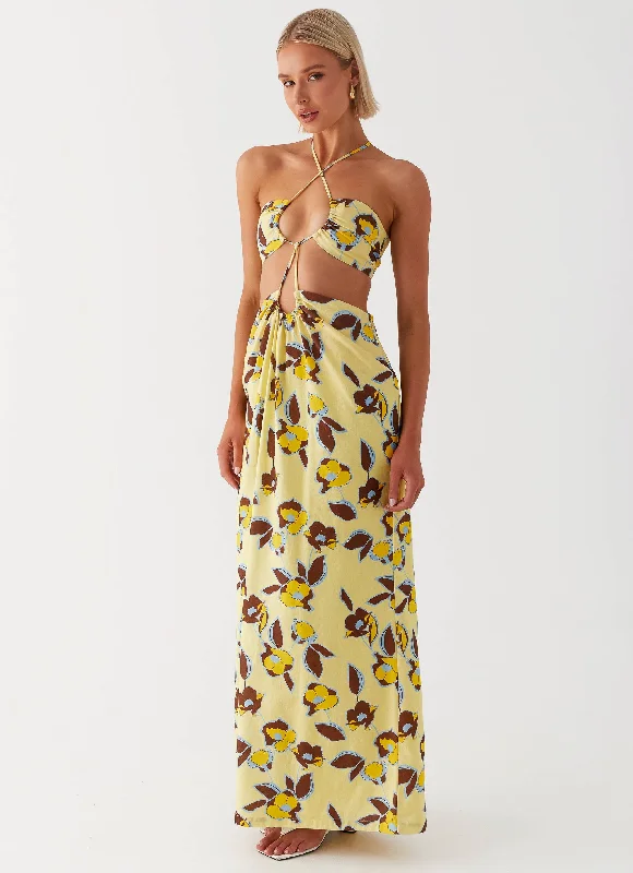 Maxi Dresses with High Edge -Nora Linen Maxi Dress - Primrose