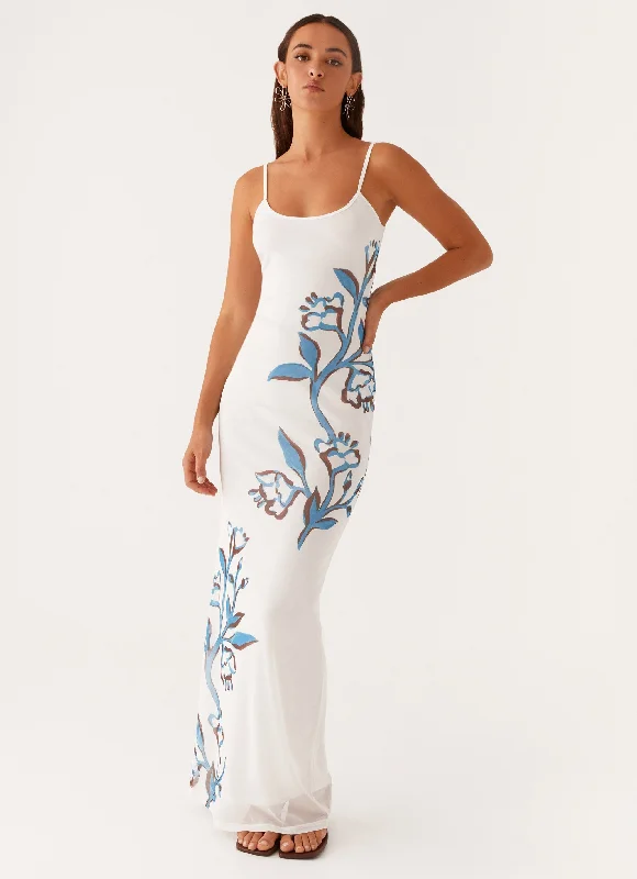 Maxi Dresses with Side Back -Orla Maxi Dress - Blue Floral