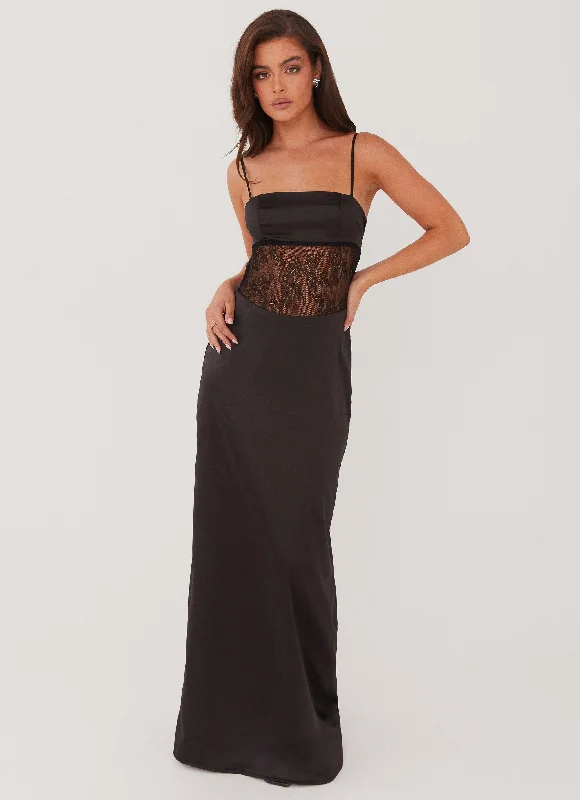 Maxi Dresses in Dotted Pattern -Palais Royale Lace Maxi Dress - Black