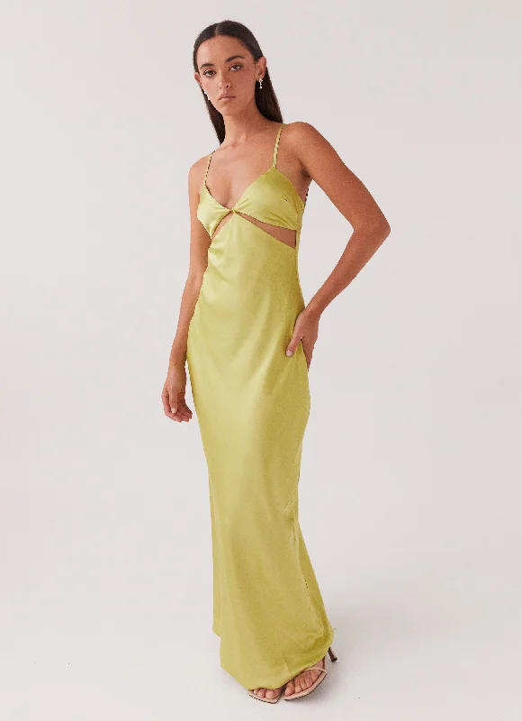 Maxi Dresses for Rooftop Party -Raylie Cut Out Maxi Dress - Chartreuse