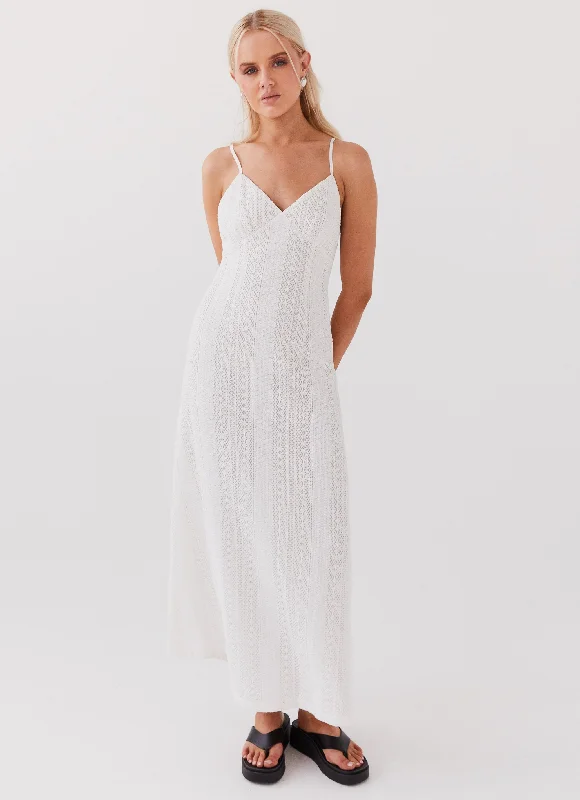 Maxi Dresses in Cute Hues -Riveria Knit Maxi Dress - White