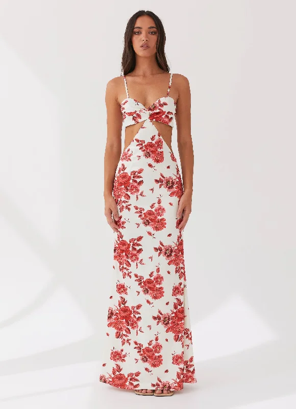 Maxi Dresses with Flared Edge -Rosie Satin Maxi Dress - Rosa Floria