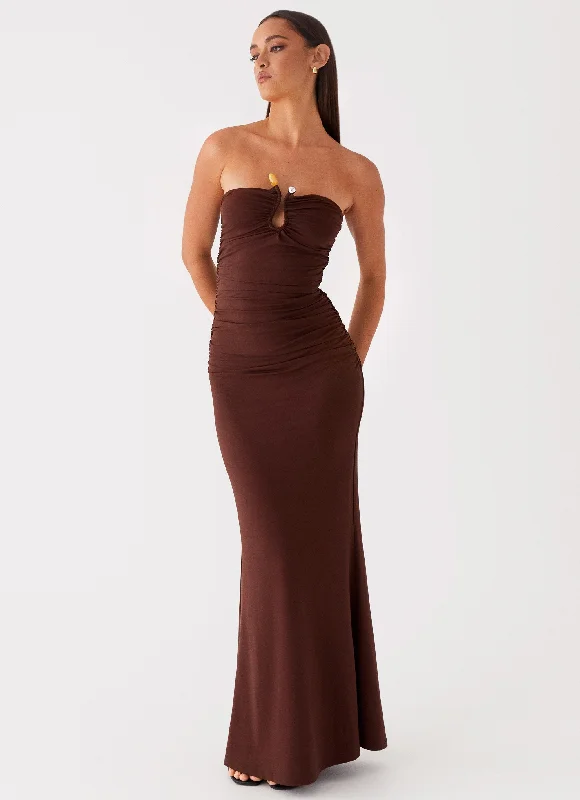 Maxi Dresses in Knit Cotton -Rudy Maxi Dress - Brown