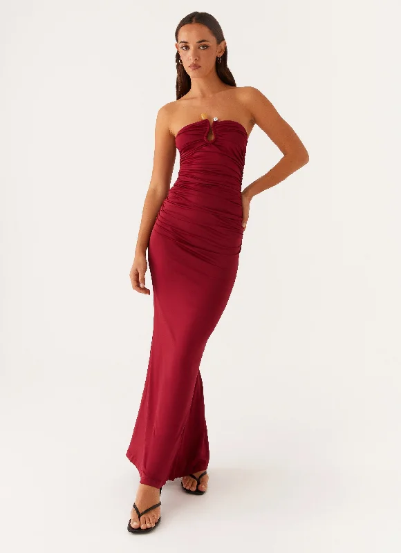 Maxi Dresses with Corset Top -Rudy Maxi Dress - Maroon