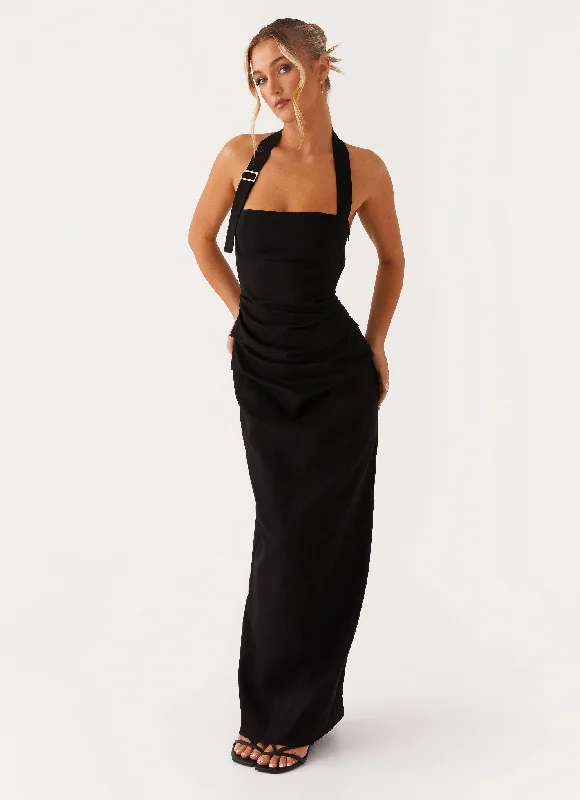 Maxi Dresses in Rich Silk -Rumour Has it Maxi Dress - Black