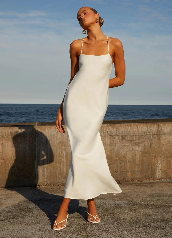 Maxi Dresses in Plush Silk -Runway Royalty Maxi Dress - White